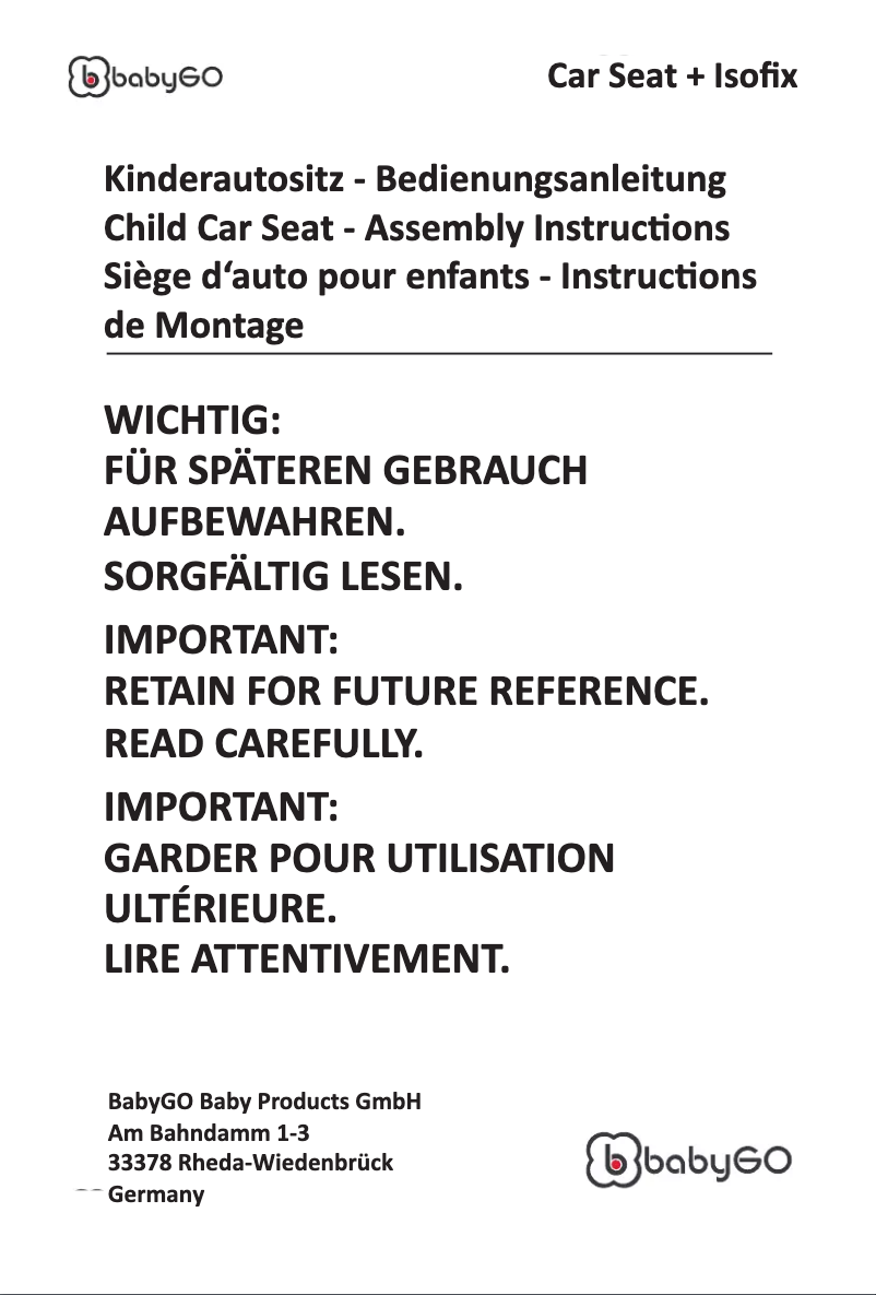 Page 1 de la notice Manuel utilisateur BabyGO ISO