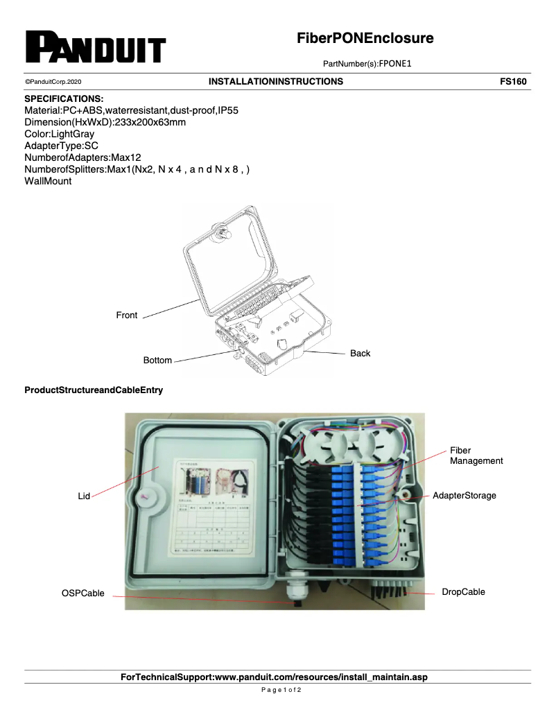 Image de la première page du manuel de l'appareil FPONE1