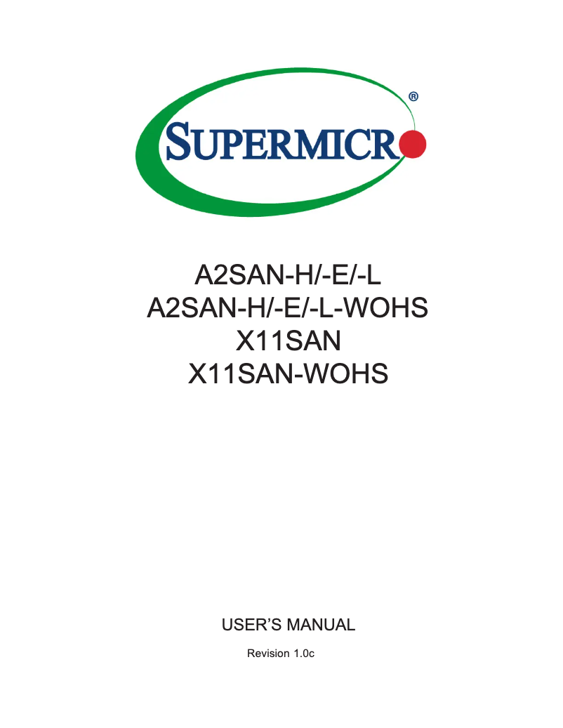 Page 1 de la notice Manuel utilisateur Supermicro A2SAN-H