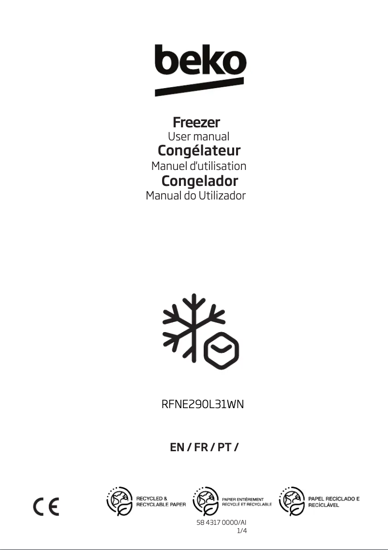 Image de la première page du manuel de l'appareil RFNE290L31WN