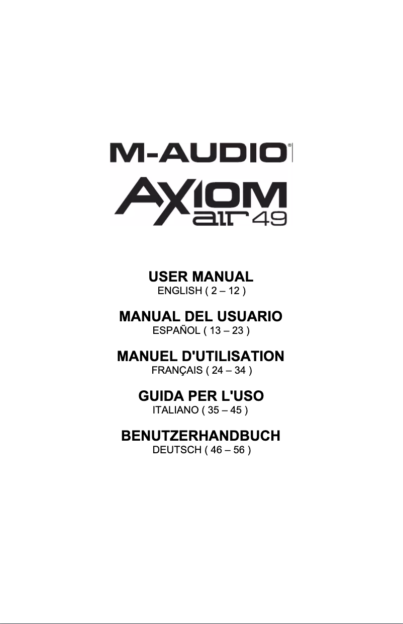 Page n°1 - Manuel utilisateur M-Audio Axiom AIR Mini 32