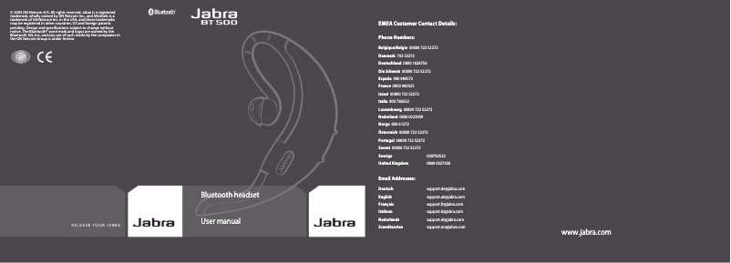 Image de la première page du manuel de l'appareil BT500