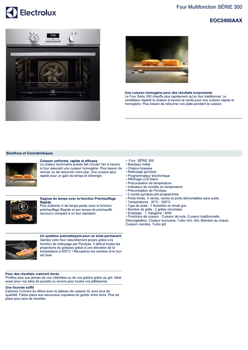 Page n°1 - Fiche technique Electrolux EOC2400AAX