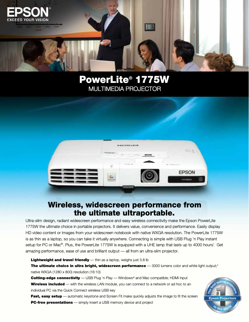 Imagen de la primera página del manual del dispositivo PowerLite 1775W