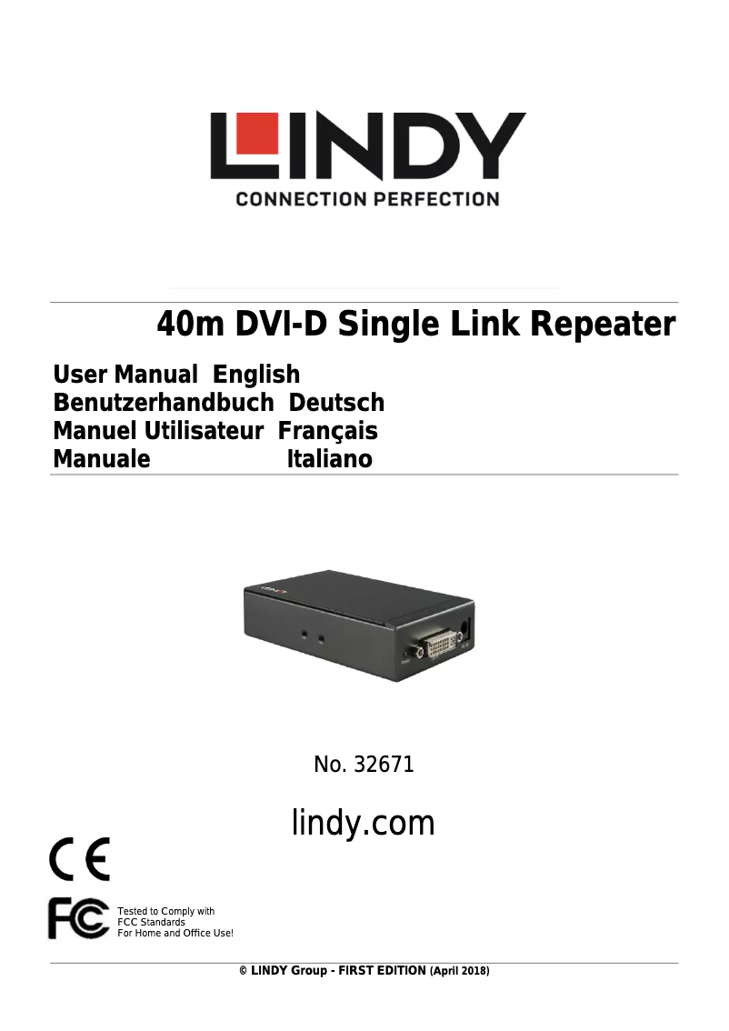 Page 1 de la notice Manuel utilisateur Lindy 32671