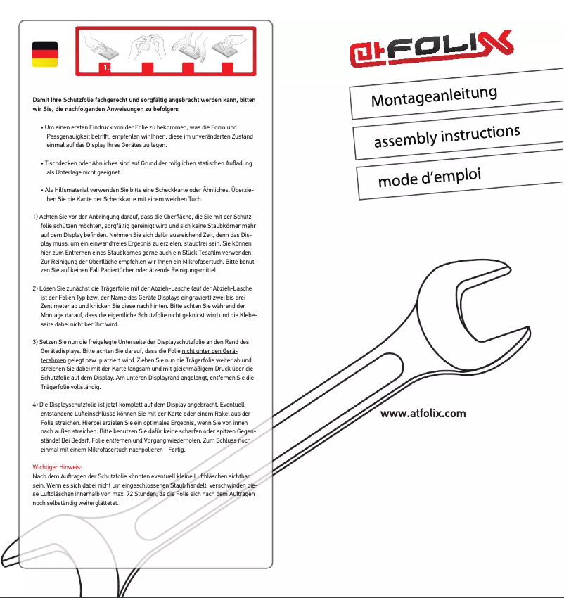 Page n°1 - Manuel utilisateur atFoliX FX-Clear f/Samsung SGH-F700 Qbowl