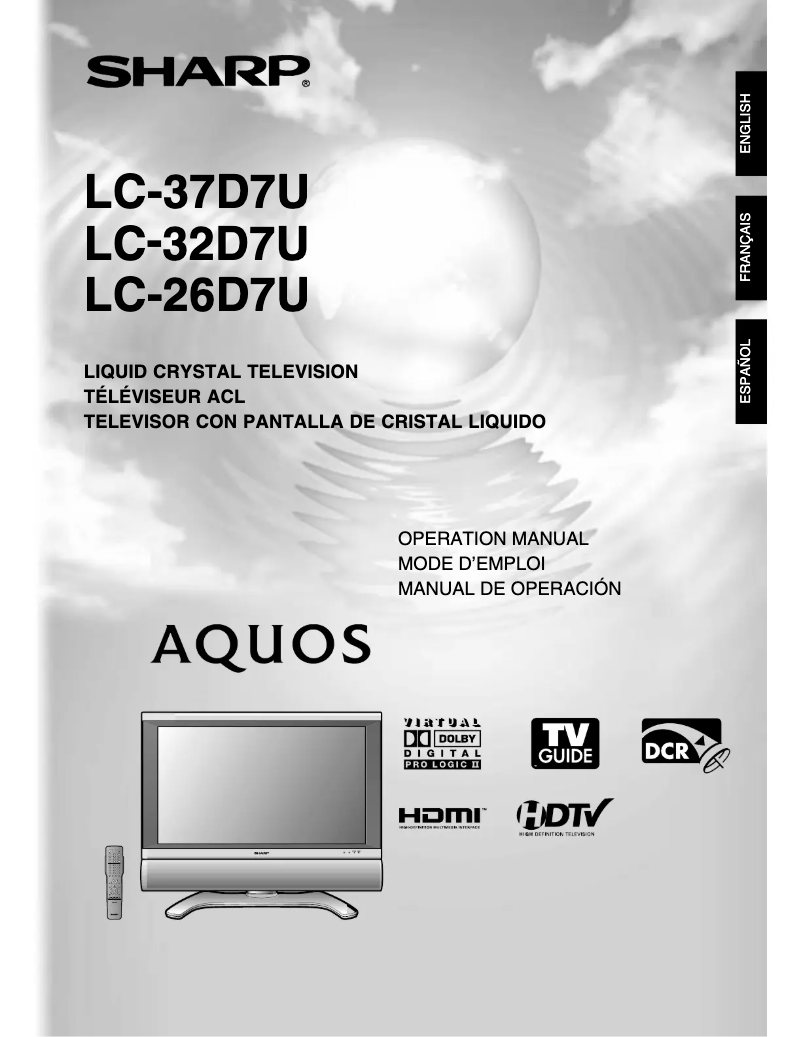 Page 1 de la notice Manuel utilisateur Sharp LC-32D7U