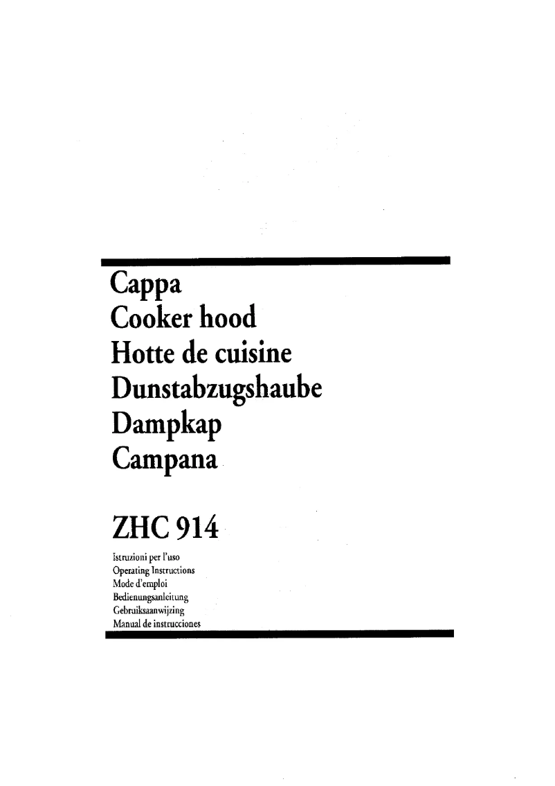 Page n°1 - Manuel utilisateur Zanussi Zhc 914x
