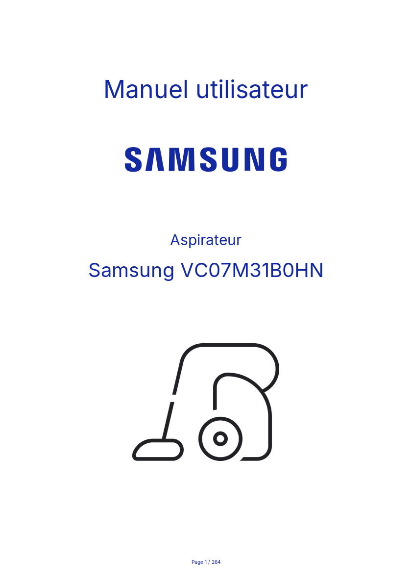 Page n°1 - Manuel utilisateur Samsung VC07M31B0HN