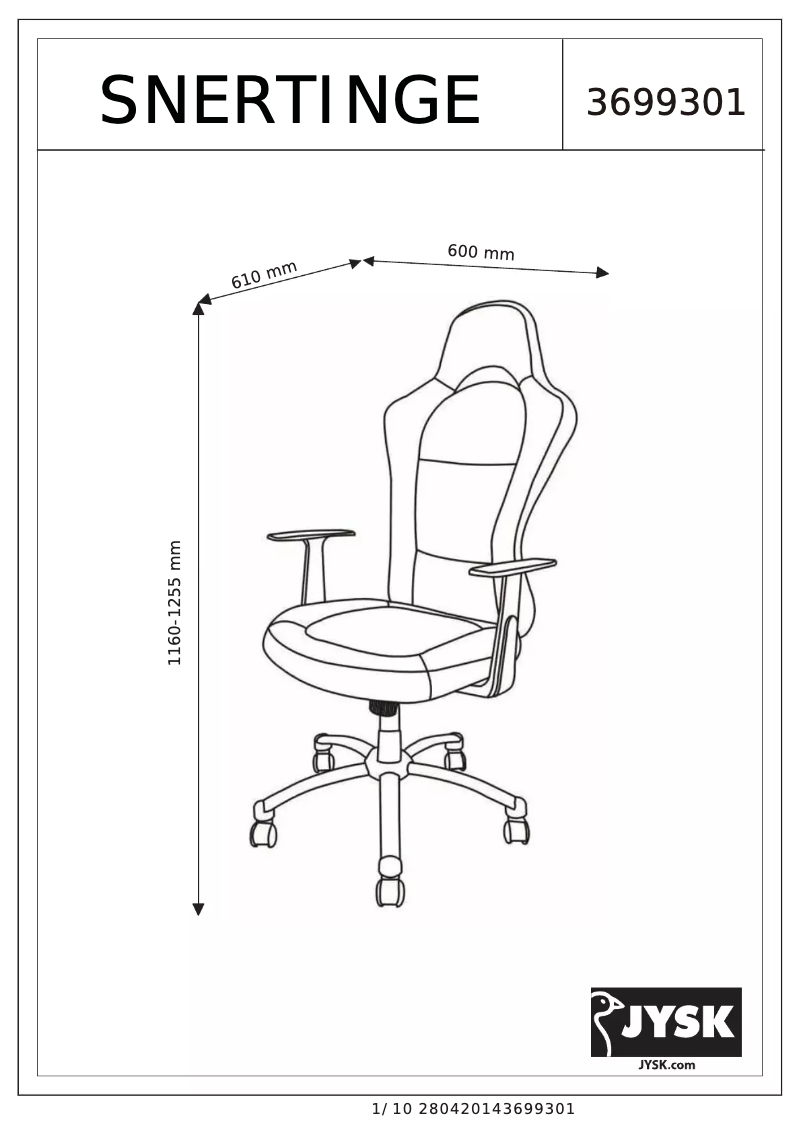 Page 1 de la notice Manuel utilisateur JYSK Snertinge