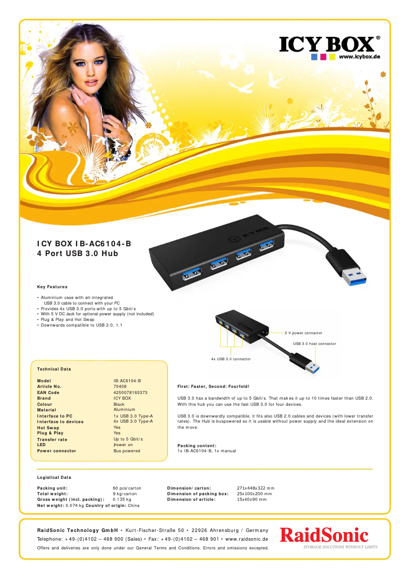 Página 1 del manual Ficha técnica Icy Box IB-AC6104-B