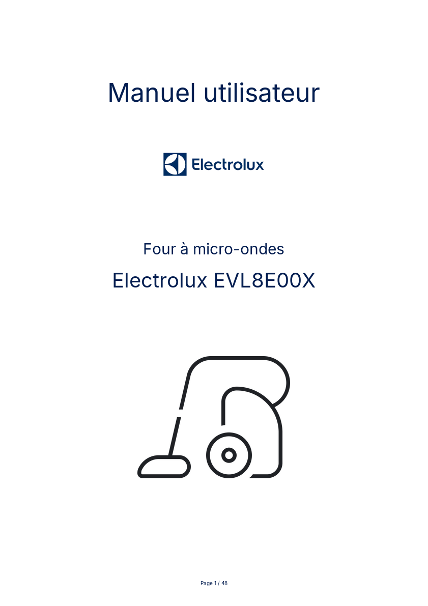 Page n°1 - Manuel utilisateur Electrolux EVL8E00X
