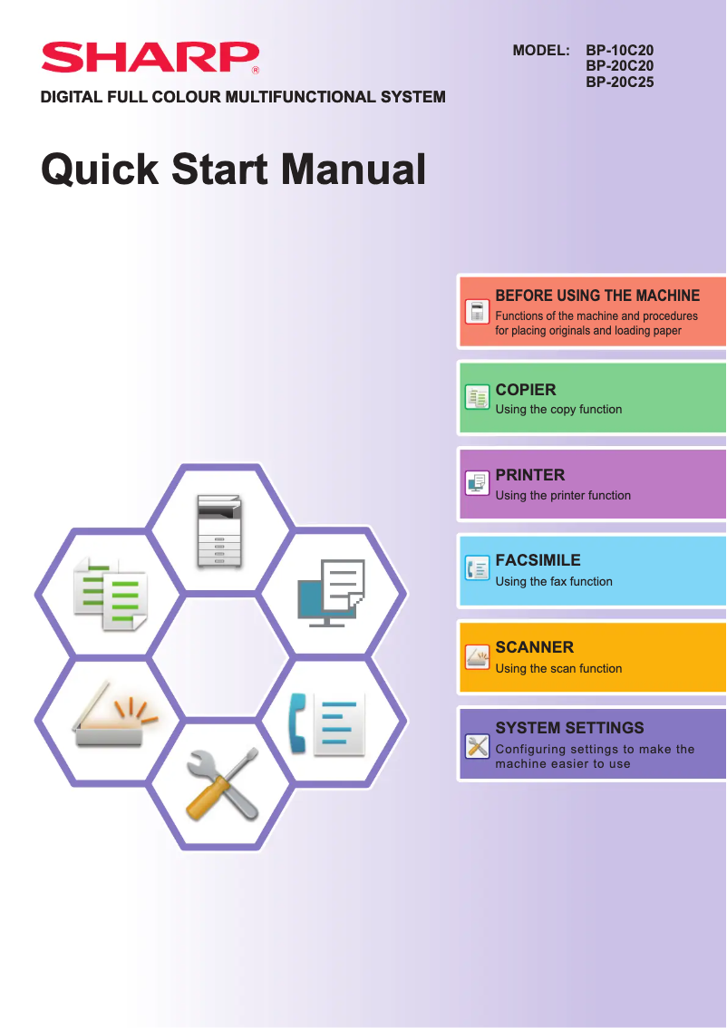 Page n°1 - Guide de démarrage rapide Sharp BP-20C25
