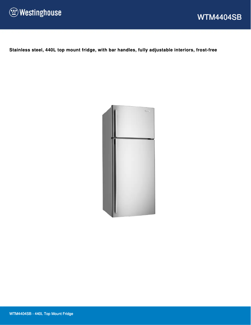 Page n°1 - Fiche technique Westinghouse WTM4404SB