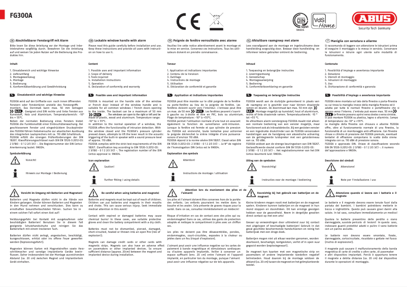 Page n°1 - Manuel utilisateur Abus FG300