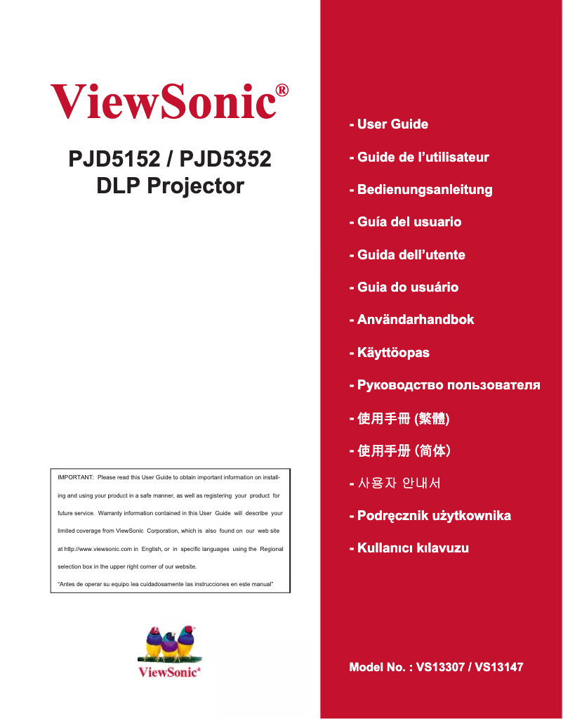 Image de la première page du manuel de l'appareil PJD5152