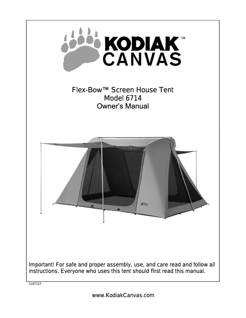 Page n°1 - Manuel utilisateur Kodiak Canvas Flex-Box Screen House 6714