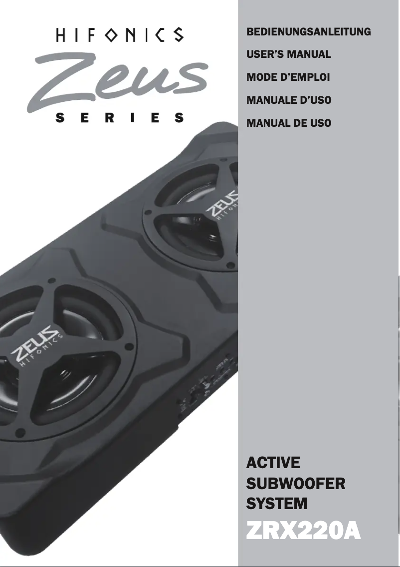 Page 1 de la notice Manuel utilisateur Hifonics Zeus ZRX220A