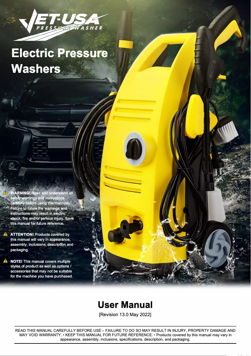 Page 1 de la notice Manuel utilisateur Jet-USA PRSWSH-ELEC-3200WF