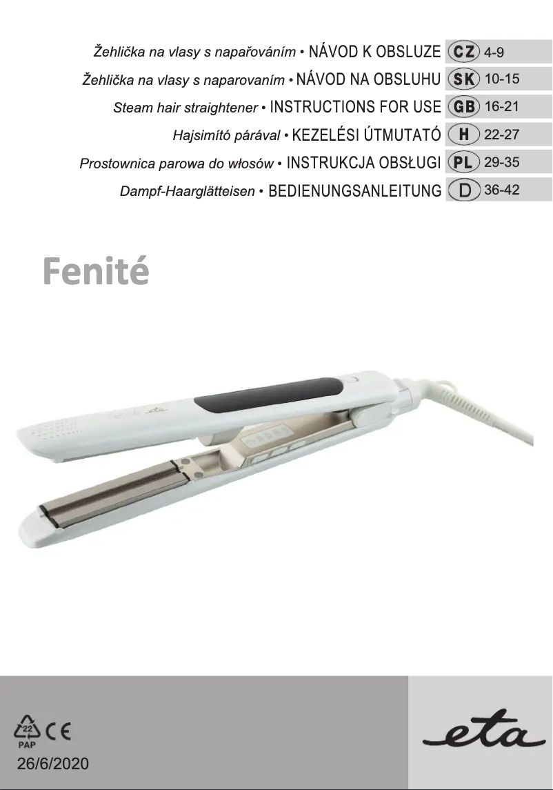 Image de la première page du manuel de l'appareil Fenité 3337 90000