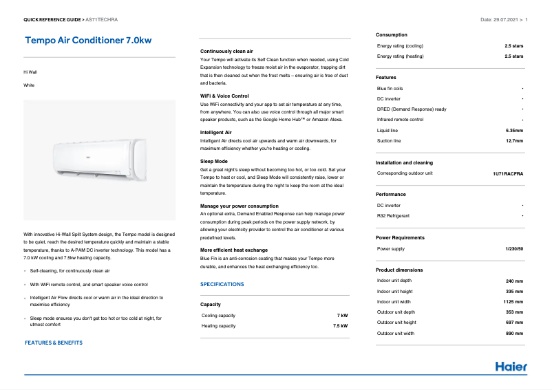 Image de la première page du manuel de l'appareil AS71TECHRA