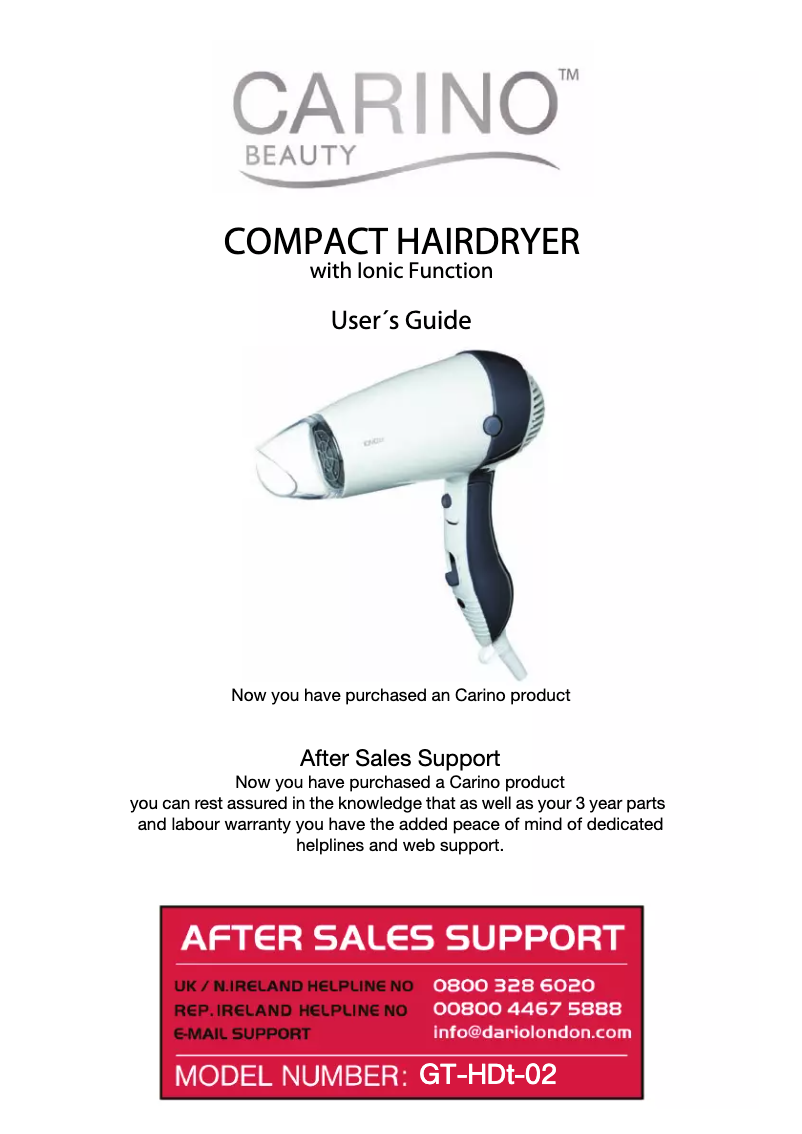 Image de la première page du manuel de l'appareil GT-HDt-02