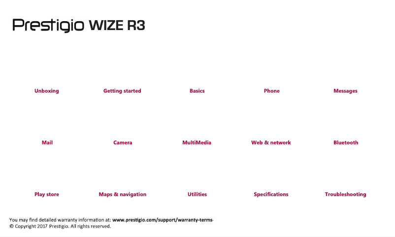 Page n°1 - Manuel utilisateur Prestigio Wize R3