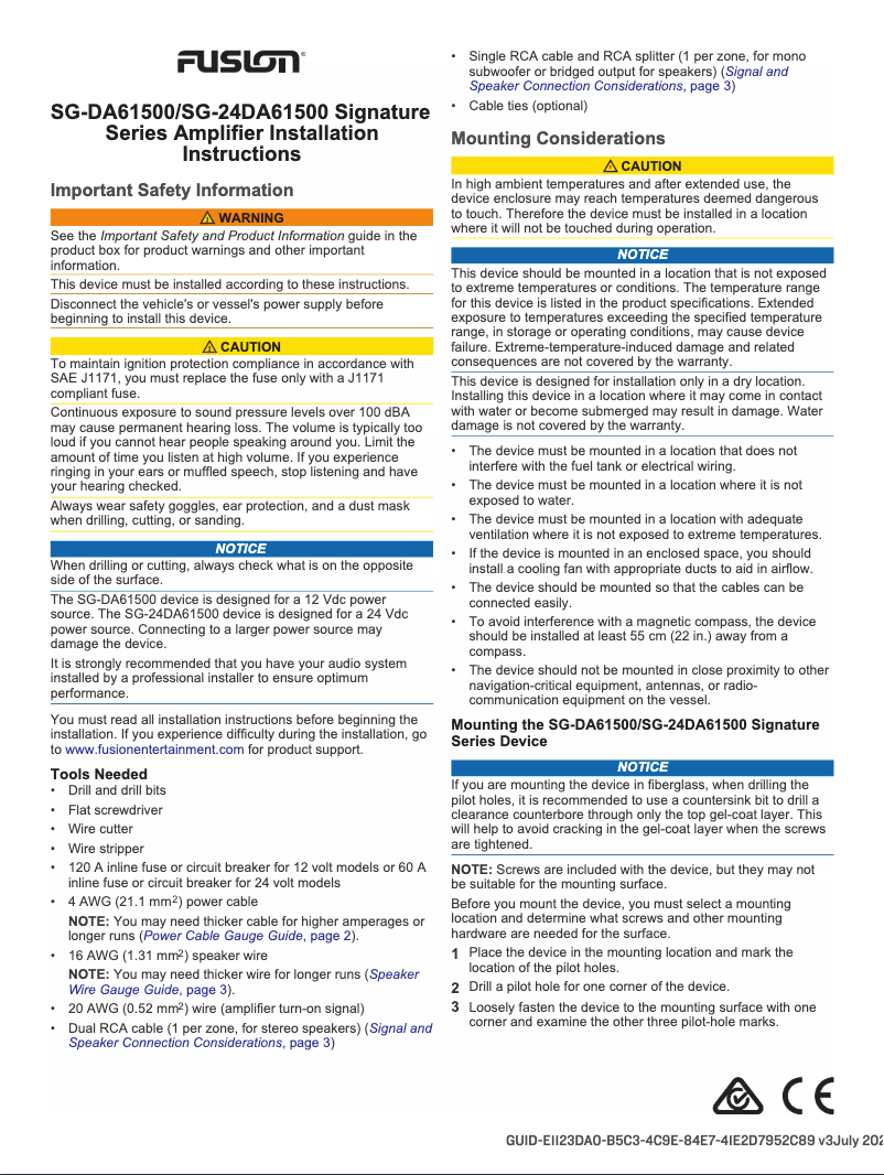 Page 1 of the manual User Manual Fusion SG-24DA61500