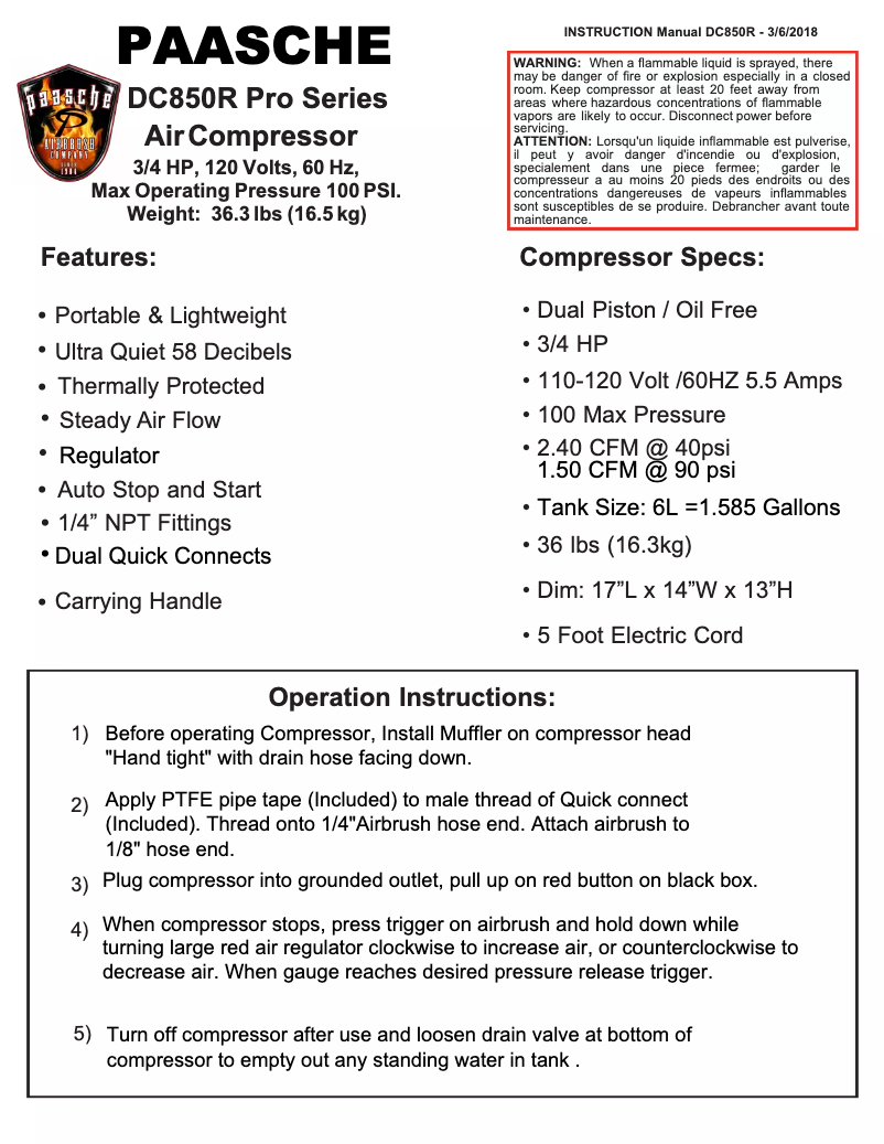 Image de la première page du manuel de l'appareil DC850R