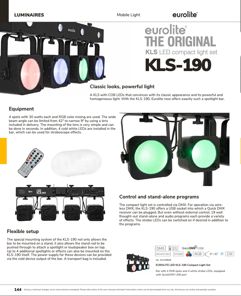 Image de la première page du manuel de l'appareil LED KLS-190