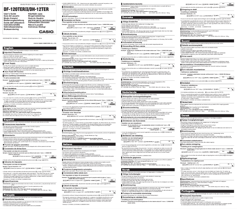 Page 1 de la notice Manuel utilisateur Casio DF-120TERII