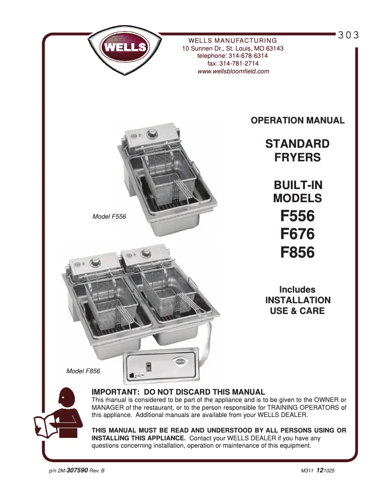 Page n°1 - Manuel utilisateur Wells F556