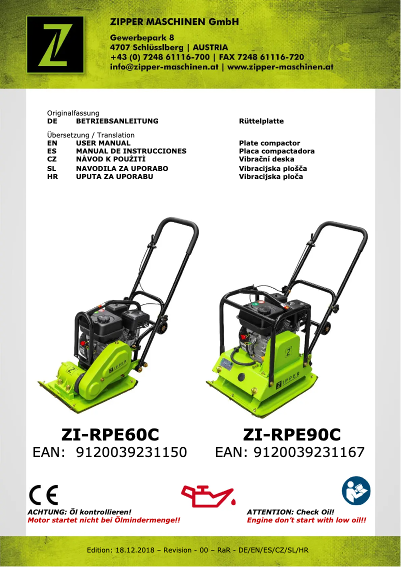 Image de la première page du manuel de l'appareil ZI-RPE90C