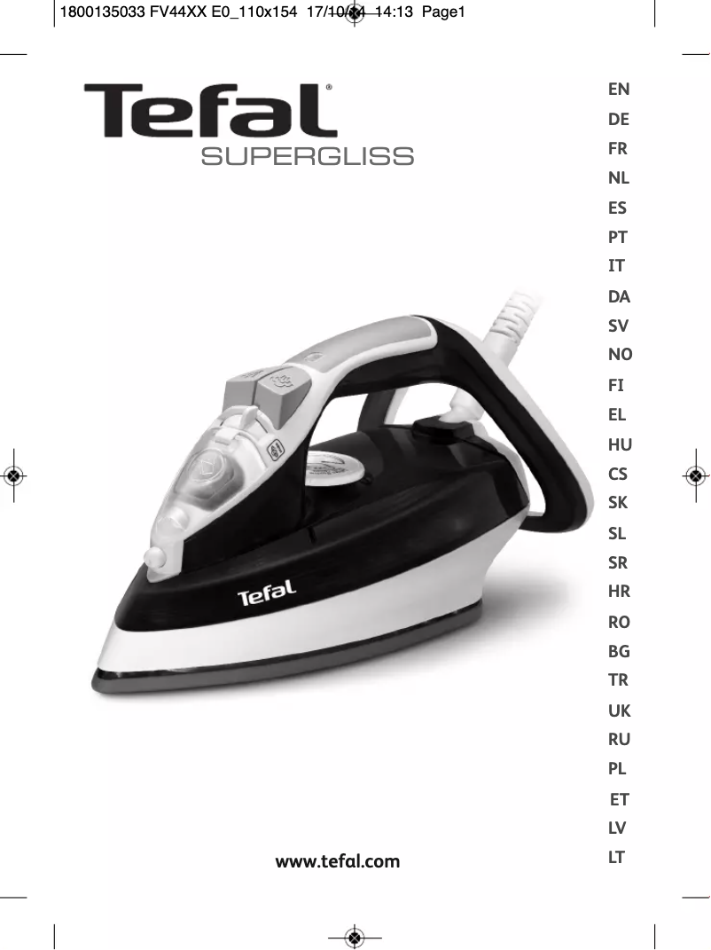 Page 1 de la notice Manuel utilisateur Tefal Supergliss FV4486G1