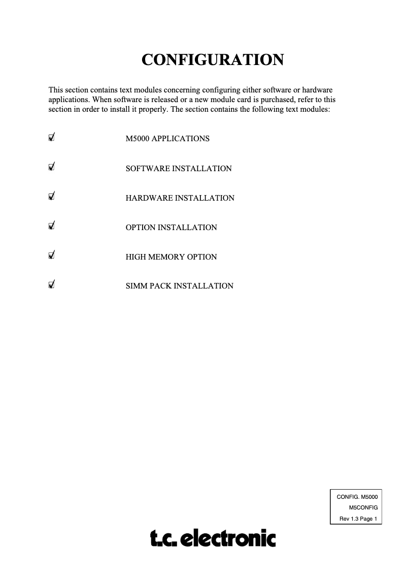 Page n°1 - Manuel utilisateur TC Electronic M5000