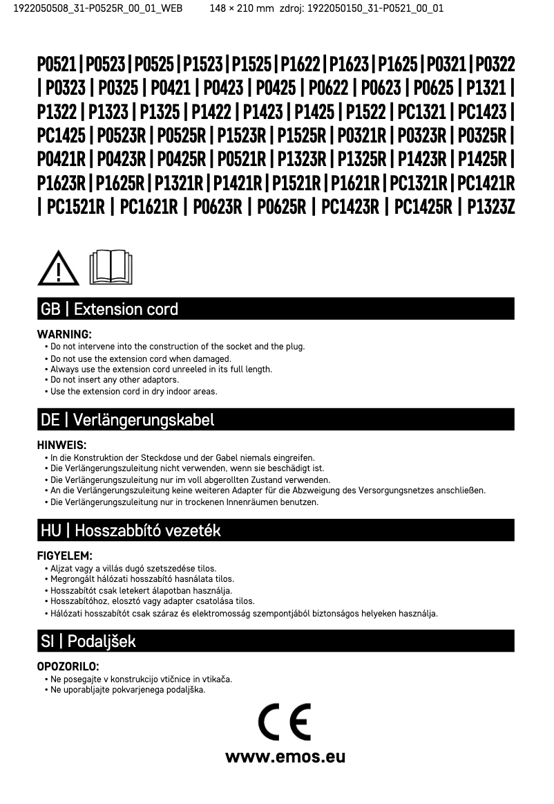 Imagen de la primera página del manual del dispositivo P0525R