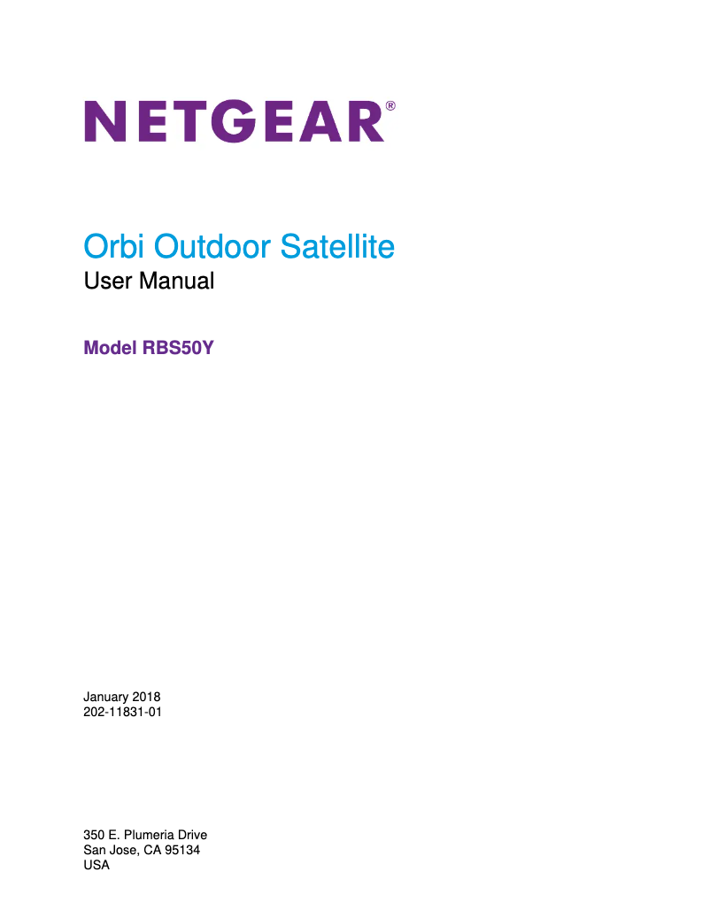 Page n°1 - Manuel utilisateur Netgear Orbi Outdoor Satellite RBS50Y
