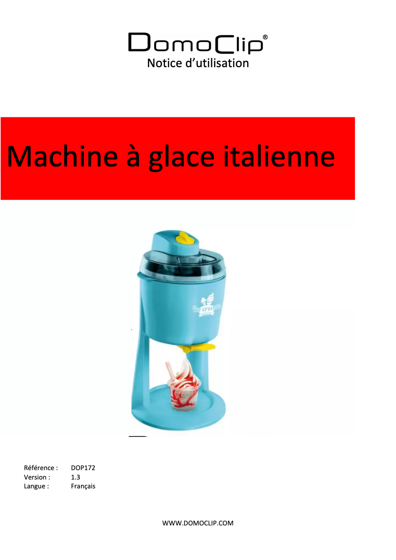 Page 1 de la notice Manuel utilisateur Domoclip DOP172