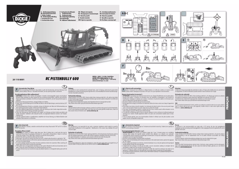 Page 1 de la notice Manuel utilisateur Dickie Pistenbully 600