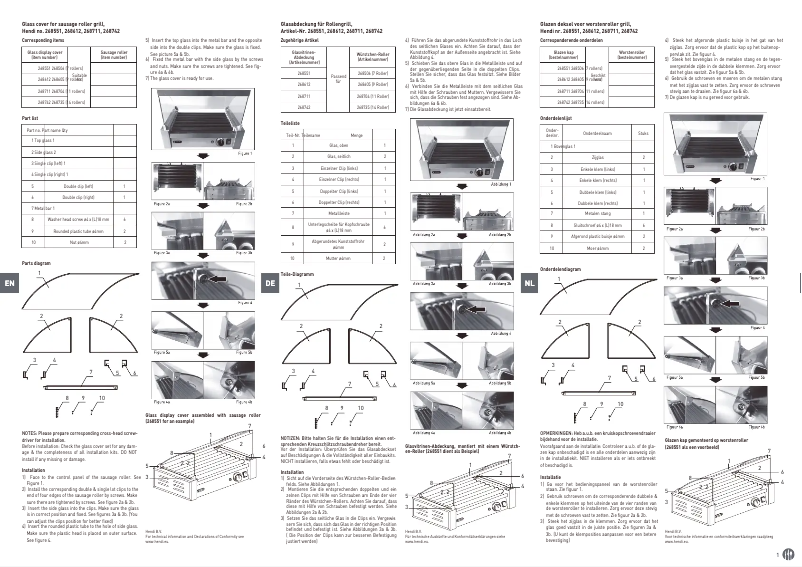Page 1 de la notice Fiche technique Hendi 268551
