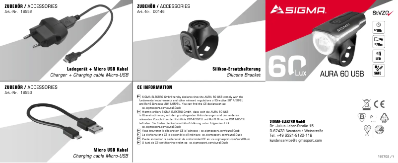 Page n°1 - Manuel utilisateur Sigma AURA 60 USB