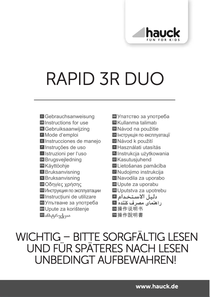 Page n°1 - Manuel utilisateur Hauck Rapid 3R Duo