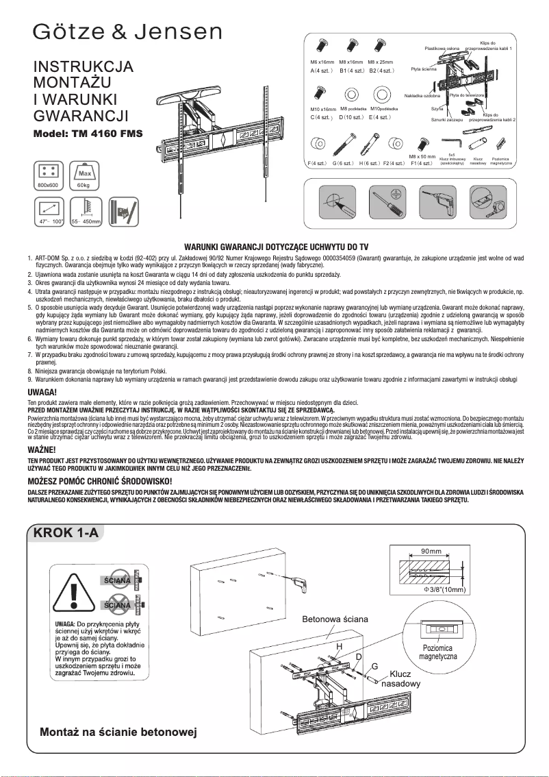 Page 1 de la notice Manuel utilisateur Götze & Jensen TM4160FMS