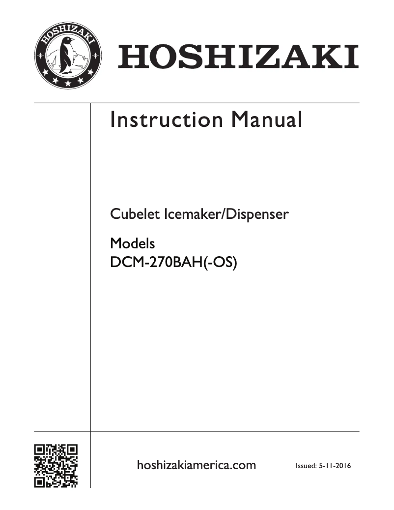 Page 1 de la notice Manuel utilisateur Hoshizaki SD-270