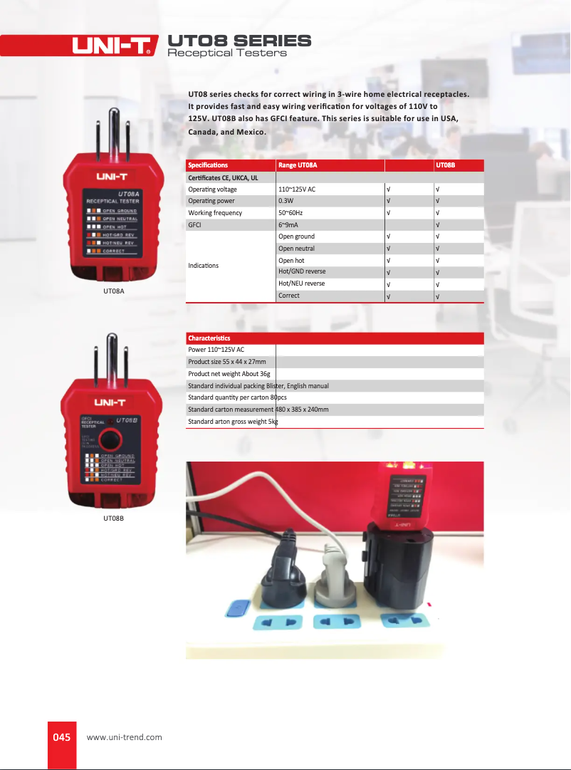 Page 1 de la notice Manuel utilisateur Uni-T UT08B