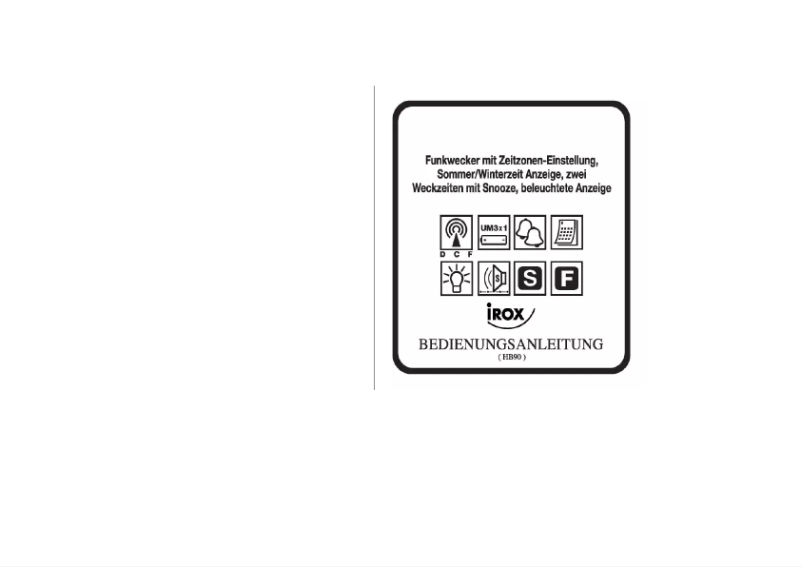 Page n°1 - Manuel utilisateur Irox HB90