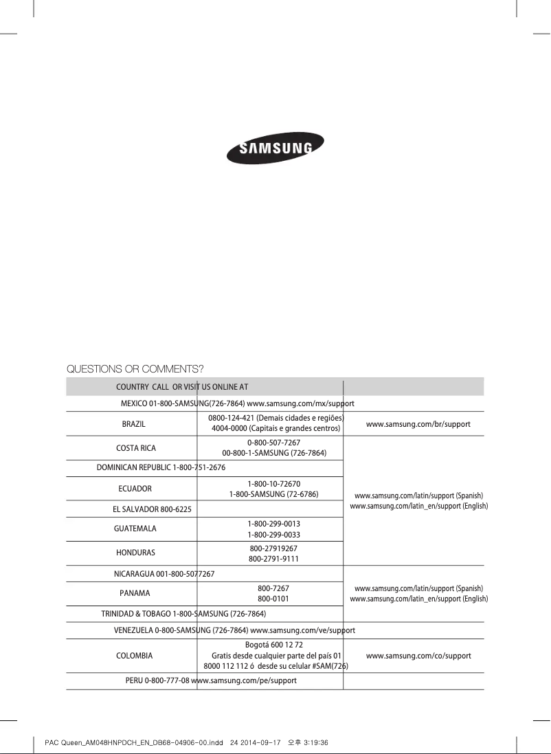 Page 1 de la notice Manuel utilisateur Samsung AM096HNPDCH