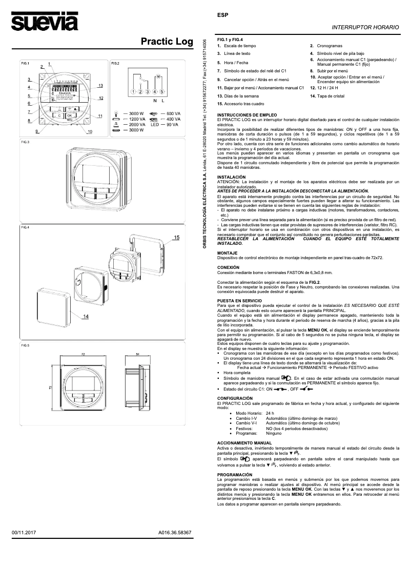 Page 1 de la notice Manuel utilisateur Suevia Practic Log