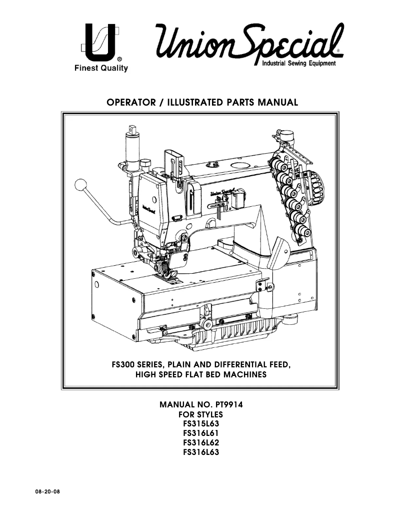 Page 1 de la notice Manuel utilisateur Union Special FS316L62
