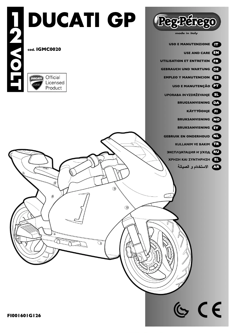 Page 1 de la notice Manuel utilisateur Peg Perego Ducati GP